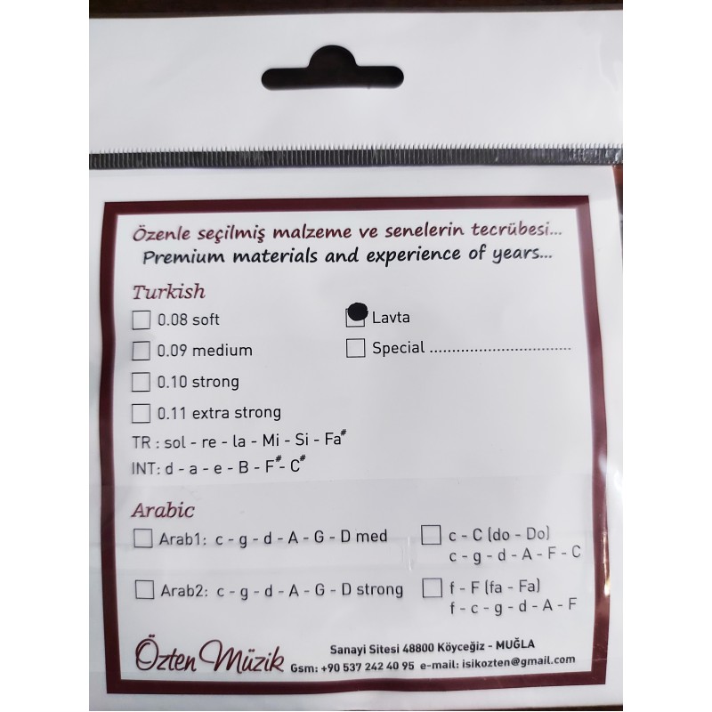 Oud Strings set - Kenan Özten Extra Hard tension