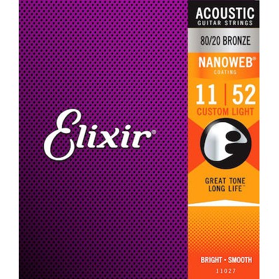 Elixir Σετ Χορδών για Ακουστική Κιθάρα Nanoweb Bronze 11-52