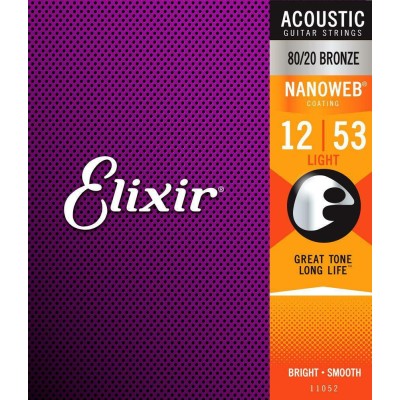 Elixir Σετ Χορδών για Ακουστική Κιθάρα Nanoweb Bronze - 12-53 light