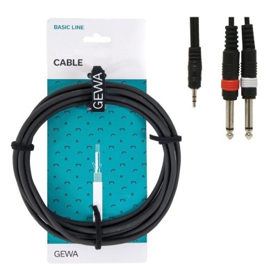 Gewa Basic line, Καλώδιο Stereo mini Jack - 2 x mono Jack - 3m