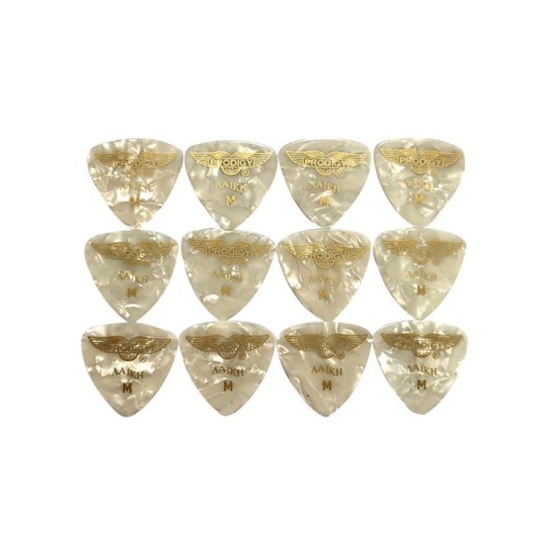 PRODIGY Medium White Pearl picks (set of 12)