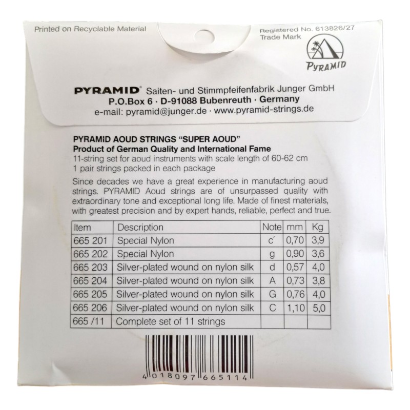 Pyramid 665/11 Arabic oud string set