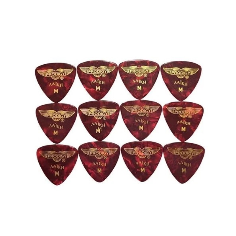PRODIGY Medium Red Pearl picks (set of 12)